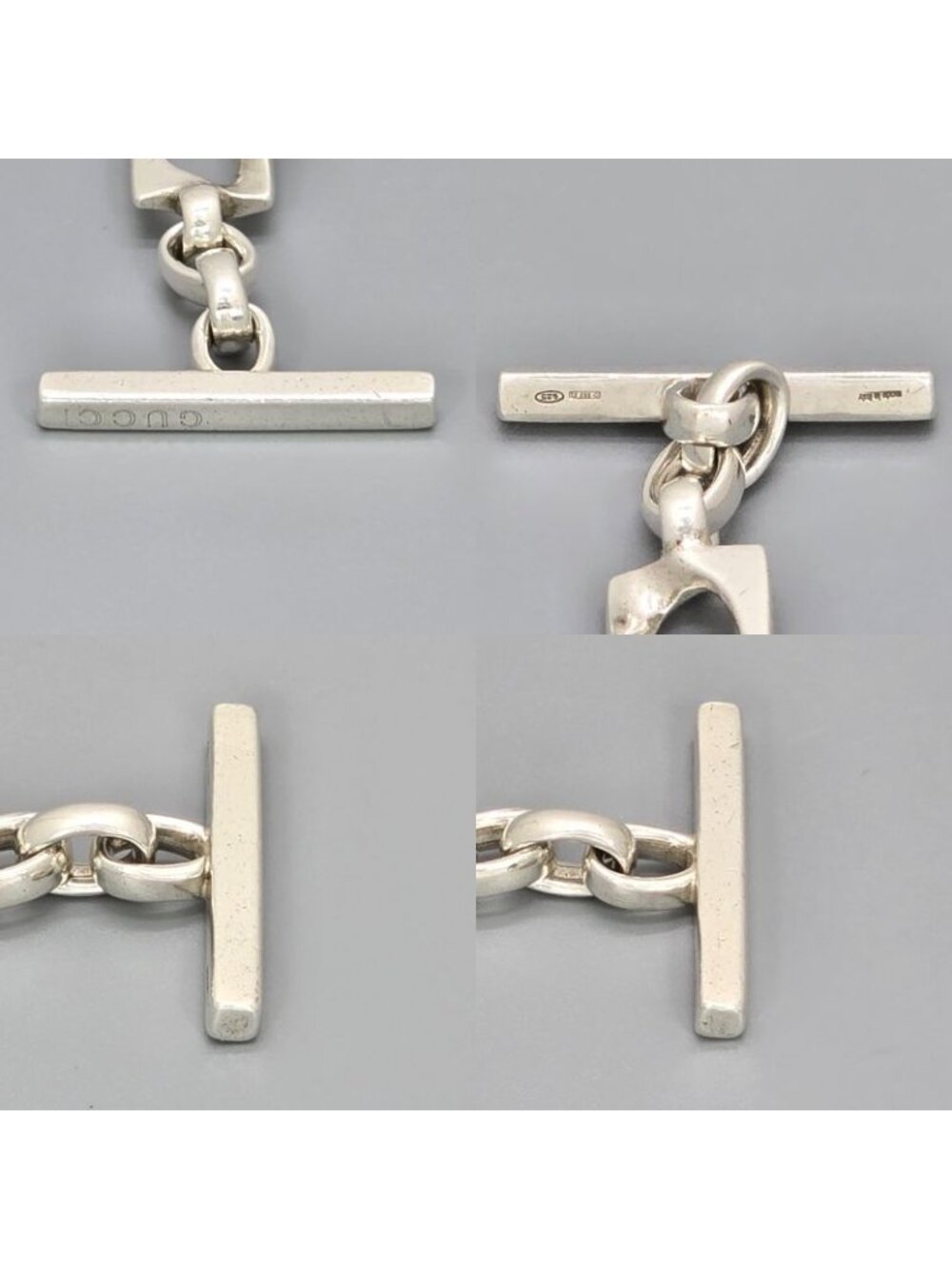 Gucci Figaro Chain Bracelet 16 cm Star Ring Silver Toggle Closure Logo 19.8 cm - Picture 8 of 10
